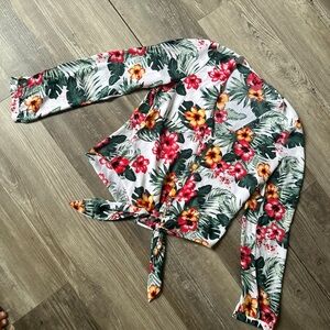 GUESS Women's Floral Tie-Front Top - Multicolor